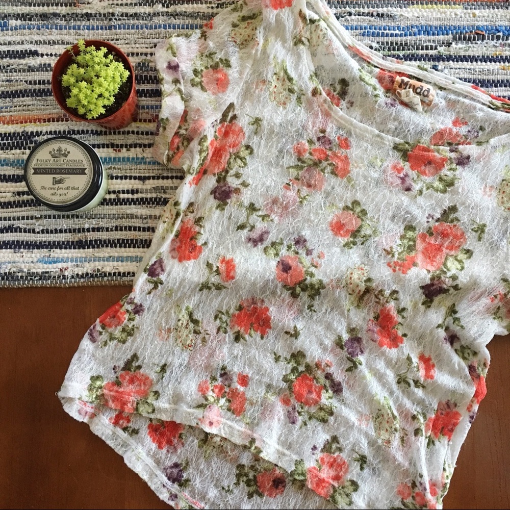 Floral, semi-sheer top
